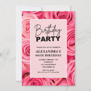 Elegante typografie bloemige roze rozen 66ste verj kaart