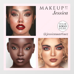 Elegante typografie Blush Roze 3 Foto Logo Make-up Raamsticker