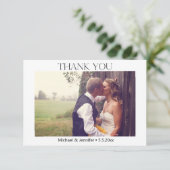 Elegante typografie Botanische foto bruiloft Bedankkaart (Staand voorkant)