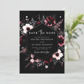 Elegante typografie Bourgondische bruiloft Save The Date (Staand voorkant)