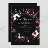Elegante typografie Bourgondische bruiloft Save The Date (Voorkant / Achterkant)
