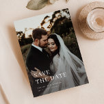 Elegante Typografie Bruiloft Bewaar de datum Foto Kaart<br><div class="desc">Kondig uw speciale dag aan met onze Elegant Typography Wedding Save The Date Photo Invitation. Deze elegante kaart is voorzien van een prachtige foto met een duidelijke vellum overlay aan de voor- en achterkant.</div>