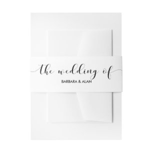 Elegante typografie bruiloft uitnodiging buik band uitnodigingen wikkel