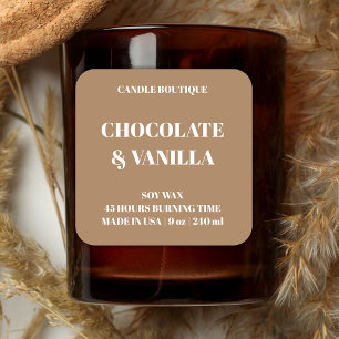 Elegante typografie Bruin Bloemen Kaars Label