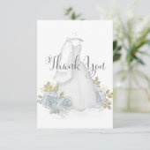 Elegante typografie Calligrafie Script Bruidsjurk Bedankkaart (Staand voorkant)