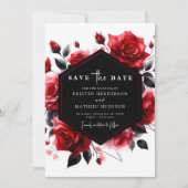 Elegante Typografie Crimson Red Wedding Save The Date (Voorkant)
