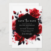 Elegante Typografie Crimson Red Wedding Save The Date (Voorkant / Achterkant)