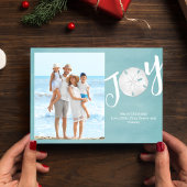 Elegante Typografie Custom Joy Turquoise Beach Feestdagenkaart