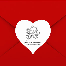 Elegante Typografie Custom Wedding Save the Date Hart Sticker