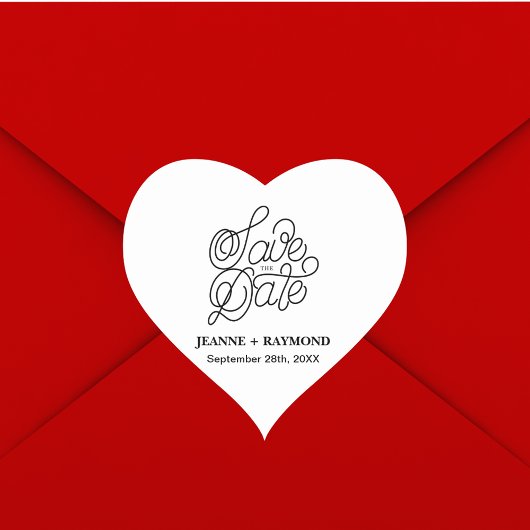 Elegante Typografie Custom Wedding Save the Date Hart Sticker