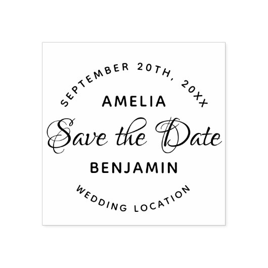 Elegante Typografie Custom Wedding Save the Date Rubberstempel (Afrduk)