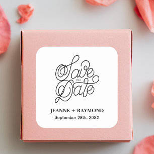 Elegante Typografie Custom Wedding Save the Date Vierkante Sticker