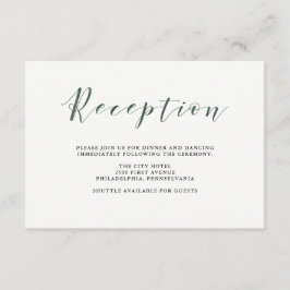 Elegante Typografie | Deep Green bruiloft receptie Informatiekaartje