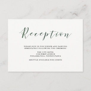 Elegante Typografie   Deep Green bruiloft receptie Informatiekaartje