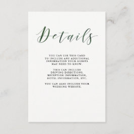 Elegante Typografie | Deep Green Gastgegevens Informatiekaartje