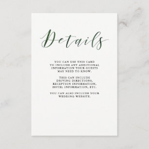 Elegante Typografie   Deep Green Gastgegevens Informatiekaartje