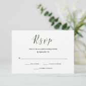 Elegante Typografie | Deep Green Wedding RSVP Kaartje (Staand voorkant)