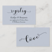 Elegante Typografie Dusty Blue Wedding Registry Informatiekaartje (Voorkant / Achterkant)