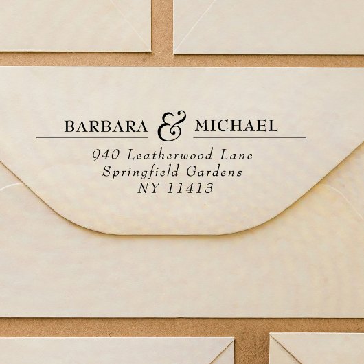 Elegante Typografie Eenvoudig Chic Trouwadres Rubberstempel