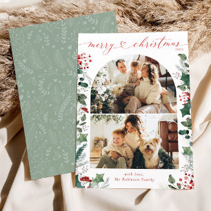 Elegante Typografie Familie Foto's Kerst Kaart