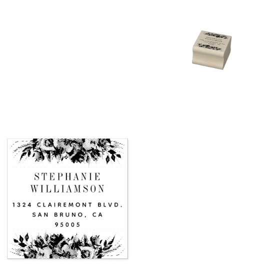 Elegante Typografie Floral Retouradres Rubberstempel (Gestempeld)