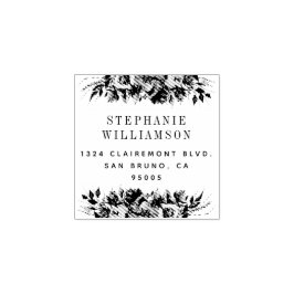 Elegante Typografie Floral Retouradres Rubberstempel