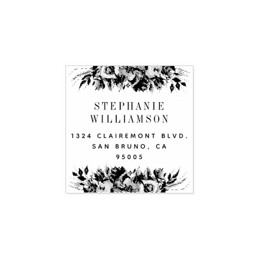 Elegante Typografie Floral Retouradres Rubberstempel (Afrduk)