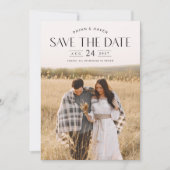 Elegante typografie foto bruiloft save the date (Voorkant)