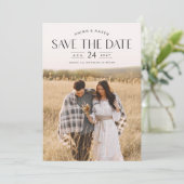 Elegante typografie foto bruiloft save the date (Staand voorkant)