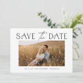 Elegante typografie foto bruiloft save the date (Staand voorkant)