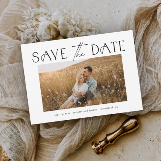 Elegante typografie foto bruiloft save the date