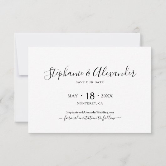 Elegante typografie foto collage bruiloft save the date (Achterkant)