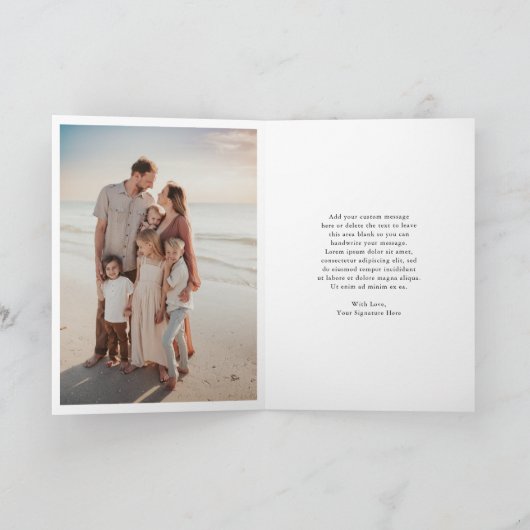 Elegante Typografie Foto Moderne Kerst Feestdagen Kaart (Binnen)