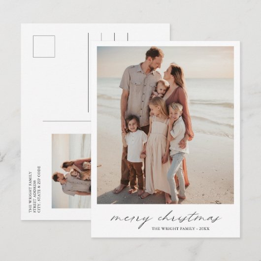 Elegante Typografie Foto Moderne Kerst Feestdagenkaart (Voorkant / Achterkant)