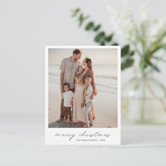 Elegante Typografie Foto Moderne Kerst Feestdagenkaart (Staand voorkant)