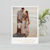 Elegante Typografie Foto Moderne Kerst Folie Feestdagenkaart (Staand Voorkant)
