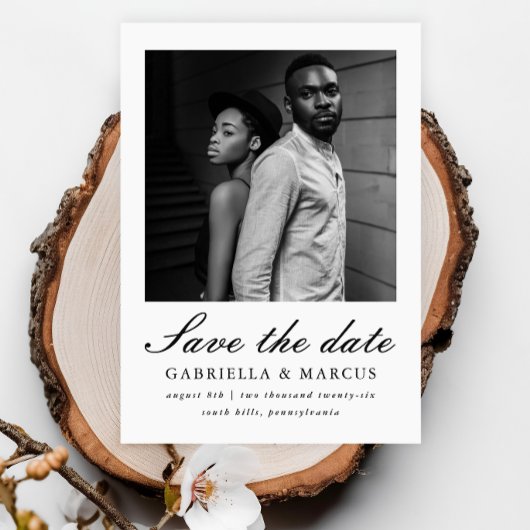 Elegante typografie foto trouw save the date
