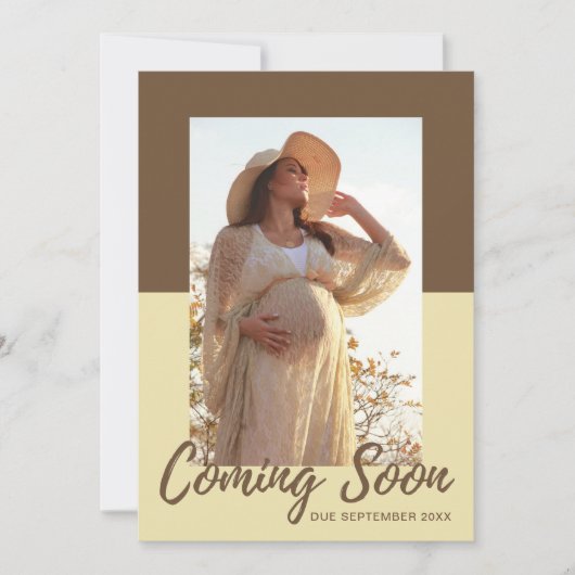 Elegante typografie foto zwangerschap aankondiging (Voorkant)
