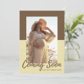 Elegante typografie foto zwangerschap aankondiging (Staand voorkant)