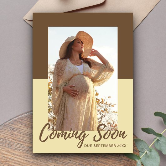 Elegante typografie foto zwangerschap aankondiging