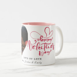 Elegante typografie Gelukkige Valentijnsdag 1 Foto Tweekleurige Koffiemok