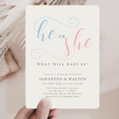 Elegante typografie Gender Reveal Party Kaart