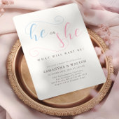 Elegante typografie Gender Reveal Party Kaart