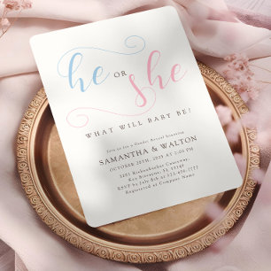 Elegante typografie Gender Reveal Party Kaart