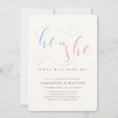 Elegante typografie Gender Reveal Party Kaart (Voorkant)