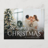 Elegante Typografie Gestreepte Vrolijke Kerstmisfo Feestdagenkaart (Voorkant)