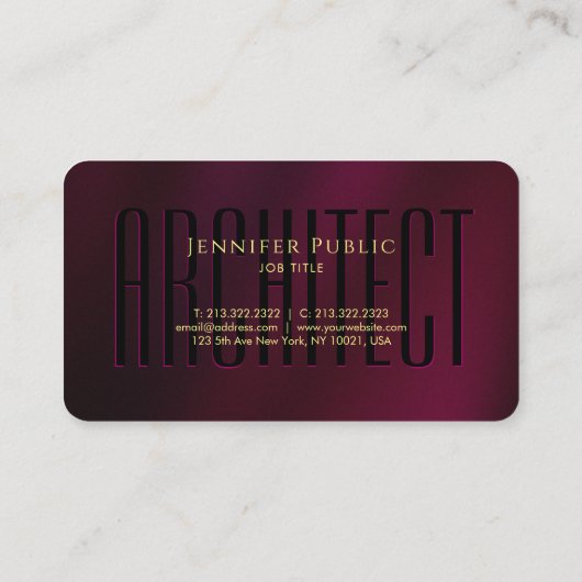 Elegante Typografie Gold Text Script Luxe Architec Visitekaartje (Achterkant)
