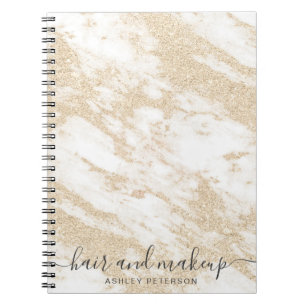 elegante typografie goud glitter marble hair make- notitieboek