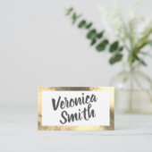 Elegante typografie / gouden rand visitekaartje (Staand voorkant)