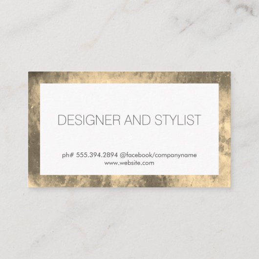 Elegante typografie / gouden rand visitekaartje (Achterkant)